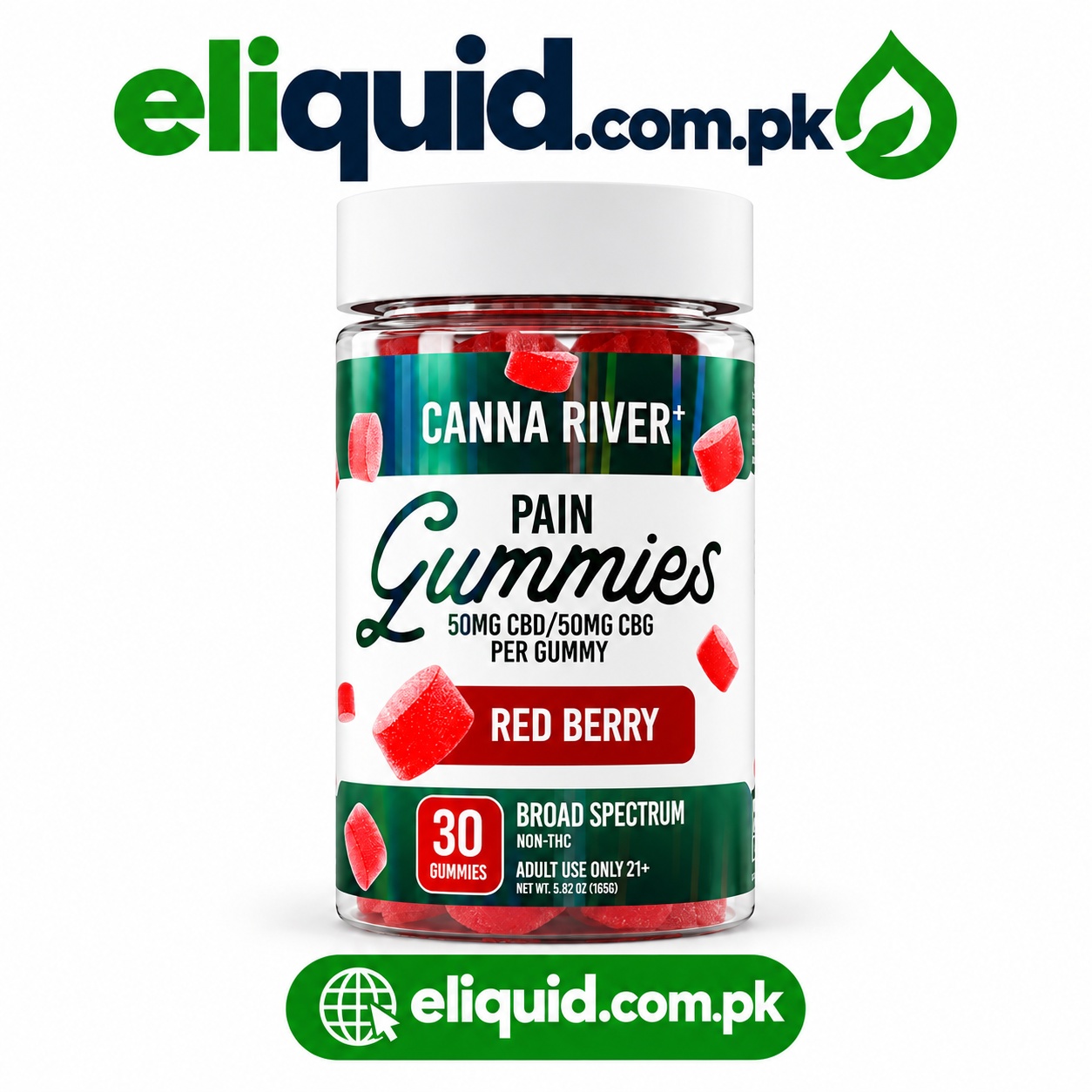 Canna River+ Pain Gummies – Red Berry | 30 Gummies Eliquid.com.pk