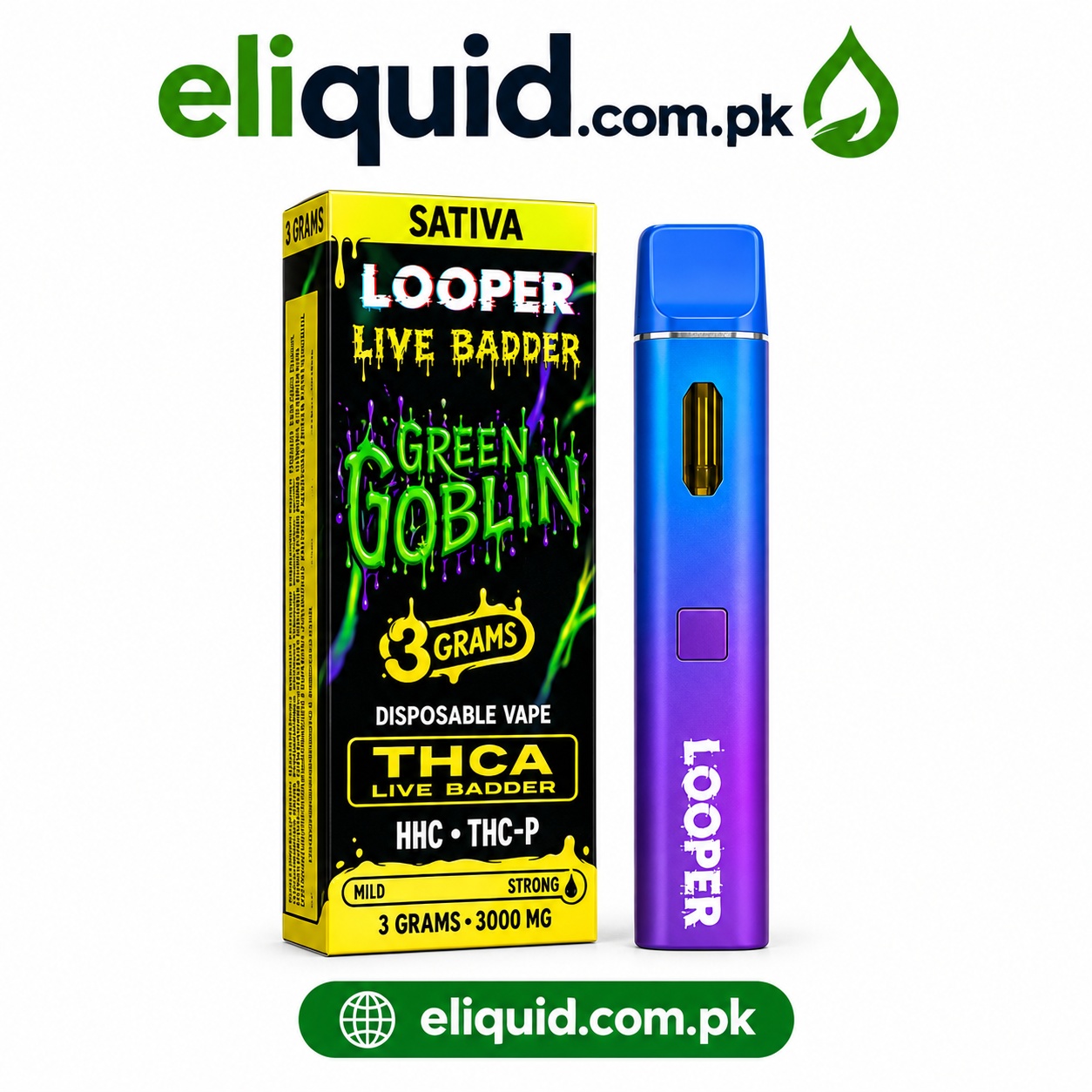 Looper Green Goblin THCA Vape – 3G In Lahore 